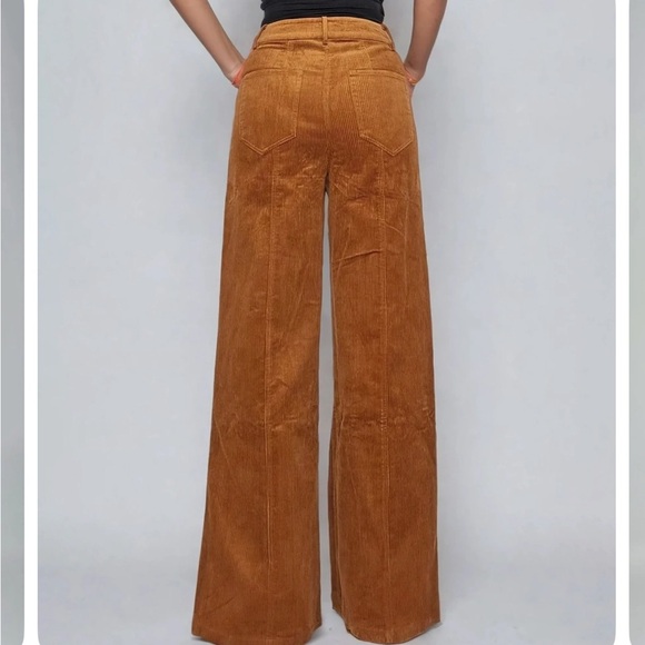 Unique Vintage Rich Brown Wide Leg Corduroy Pants - Picture 4 of 7